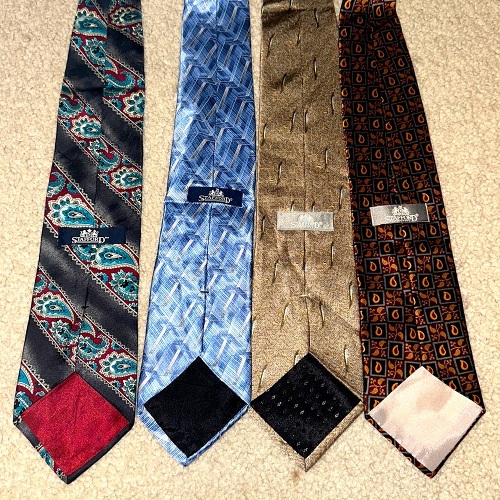 4 NWOT Stafford 100% Silk Ties